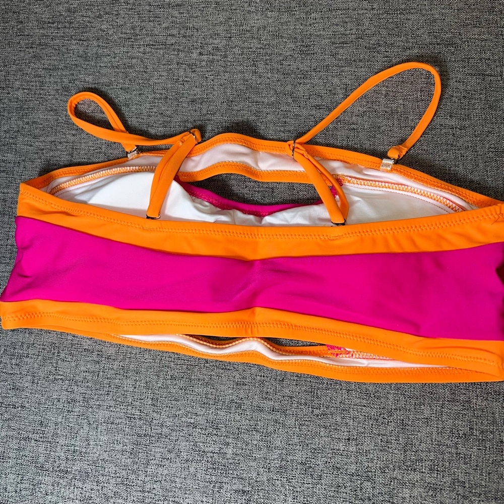 Live Life on the Beach Pink Orange Colorblock Cutout Bikini Set Size L NEW - Picture 3 of 6